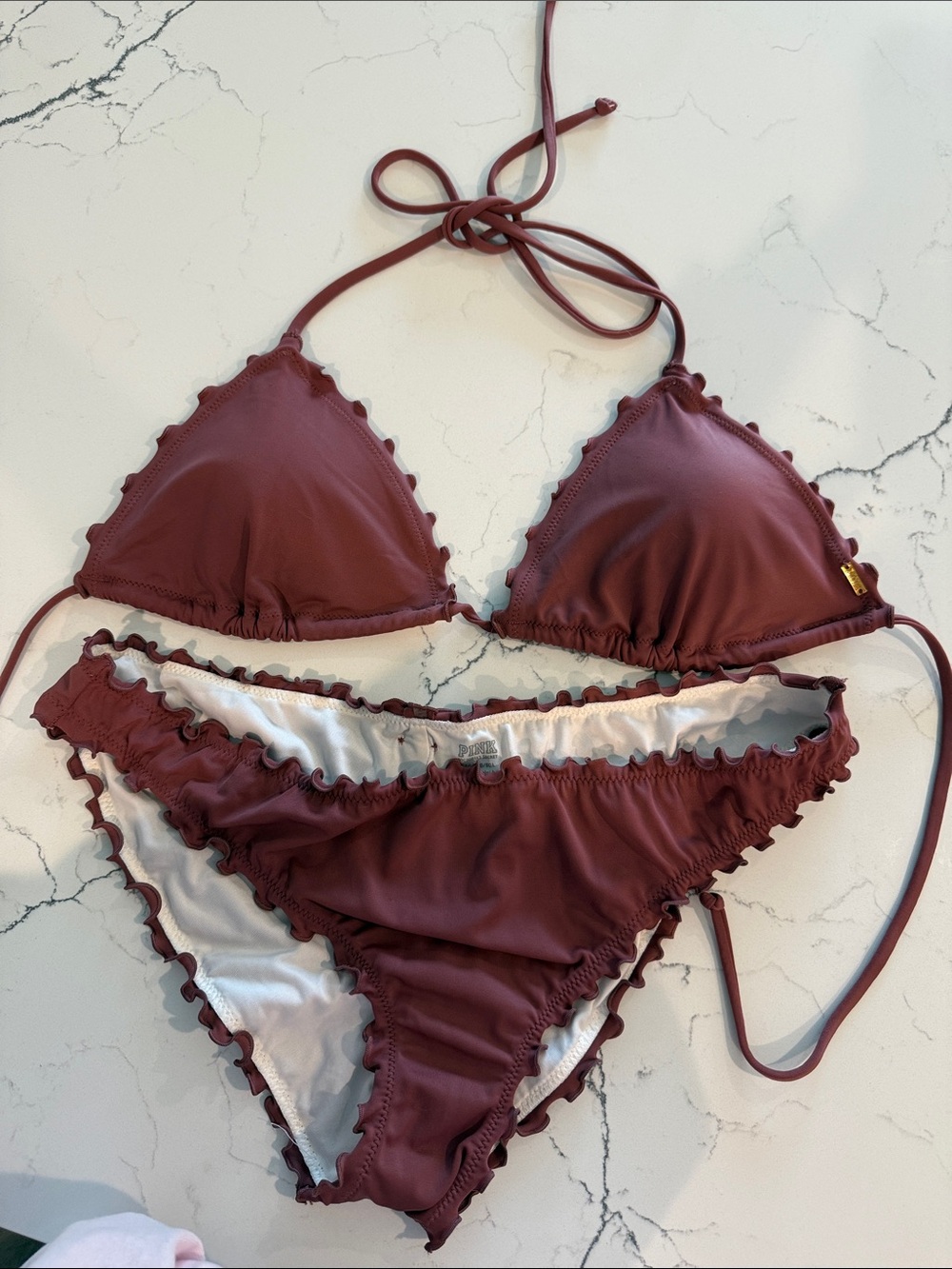 Victoria's Secret Ruffle Triangle Bikini Set - Mauve